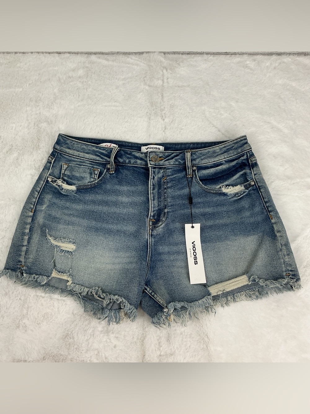 Vigoss Light Blue Distressed Denim Cutoff Shorts